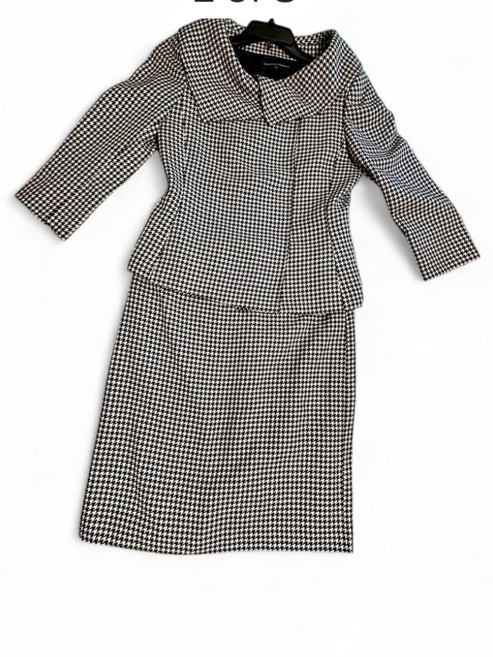 Isabella DeMarco sz 6 Black White Houndstooth check Skirt Suit academia office